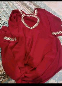 Elegant Pink Mirror work gown with duppata