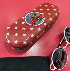 Round White Sunglasses with Metal Case