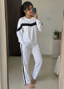 White & Black Athletic winter Tracksuit Set