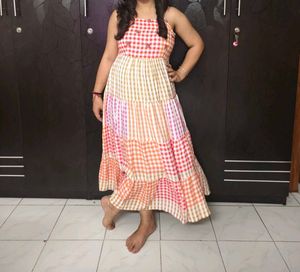 Chic Tiered Gingham Maxi Dress