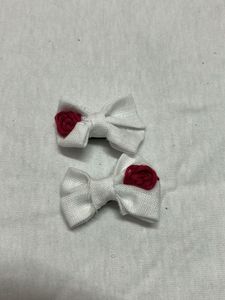 Cute White Bows with Red Accent (Set of 2)