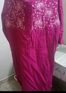 Magenta Embroidered Kurta