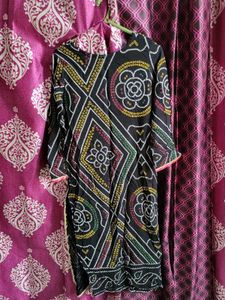 Anghrakha Bandhani gotta patti lace Kurti