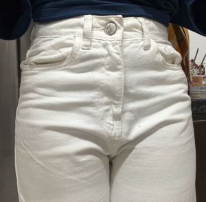 Cream Wide Leg Jeans