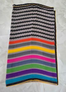 Vibrant Striped Chiffon Saree