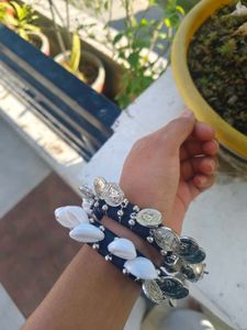Boho Chic Cowrie Shell &amp; Coin Bangles