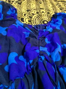 Blue Floral Tiered Midi Dress