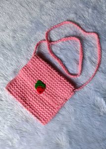 Pink Crochet Crossbody Bag