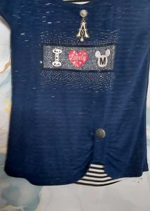 Cute I Love Mickey Blue Top combo