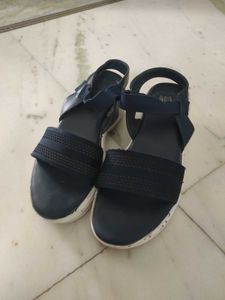 Stylish Navy Blue Wedge Sandals