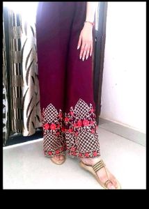 purple colour embroidered palazzo