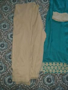 Teal Embroidered Kurti Set