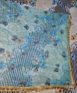 Beautiful Teal Floral dupatta