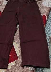 Maroon Wide-Leg Pants