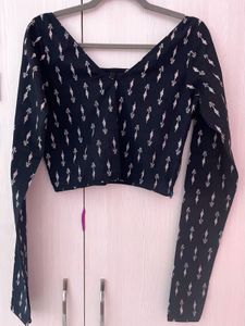 Ikkat Print Tailored Blouse Top