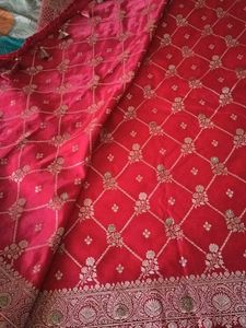 Red Embroidered banarasi jaal butti Saree