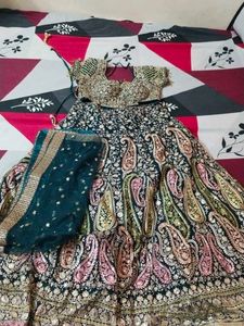 Beutiful Mirror Work Heavy Flair Leheng Embroidery