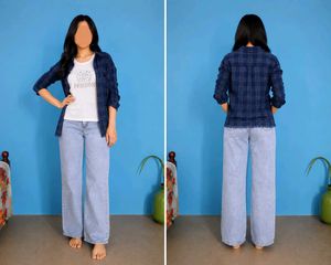 Light Wash Wide Leg Jeans with shirt & tank top
