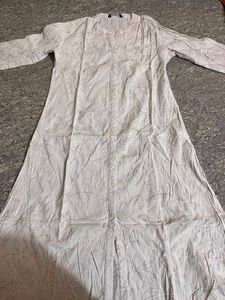 White Floral Print Kurta
