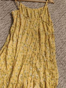Yellow Floral Spaghetti Strap Dress