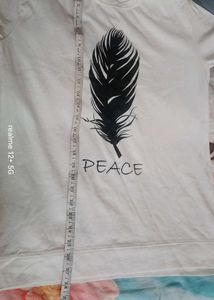 Men's White Feather Print Long Sleeve Tee