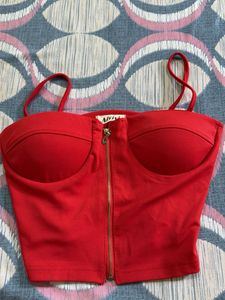 Red Corset Bustier Zipper Top