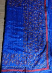 Royal Blue Embroidered Saree