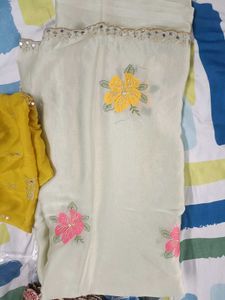 Brand New mirror work saree with unstitched blouse