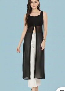 Stylish Black Sheer Long Kurta