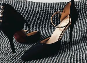 Black Pencil Heels with Red Sole