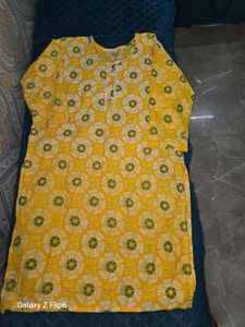 Yellow Floral Print Kurta for women