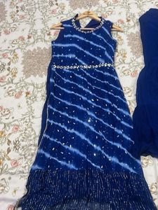 Designer Blue Bandhani Kurta Set