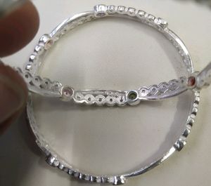 925 Hallmark pure Silver CZ Bangles (Size 2/2)