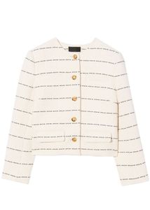 Cream & black Striped tweed Jacket