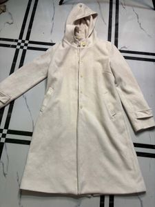 Cream Hooded Long Coat