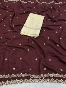 Premium vichitra silk Saree with Sequin Border