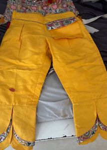 Vibrant Yellow Palazzo Pants with Embellishments