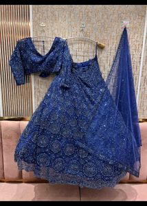 Stunning Blue Embroidered Lehenga Choli