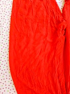Floral top with Red Dhoti Pants