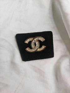 Elegant CC Brooch with Crystals