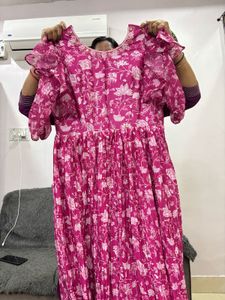 Vibrant Pink Floral Maxi Dress