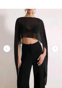 Chic Black Sheer Cape sleeve