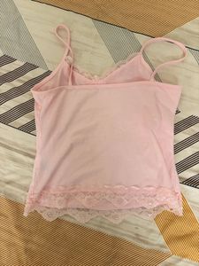 Pink Lace Trim Cami Top