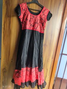 Red & Black Dress With Pant & Dupatta