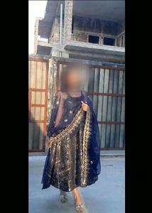 Stunning Blue &amp; Gold Lehenga Choli