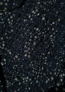 Navy Blue Korean Bow Style Smocked Top – Brand New