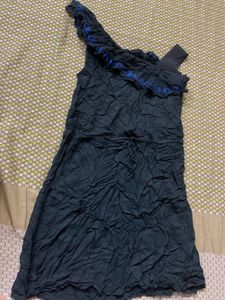 Women Black Cotton Dress Top