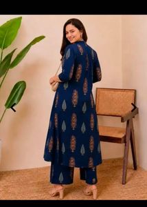 Navy Blue Printed Kurta with Palazzo Set