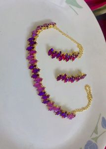 New Stunning Purple & Pink Choker set l Left 1set