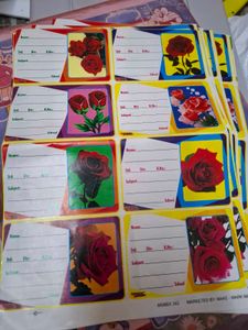 Rose Themed Name Stickers for School